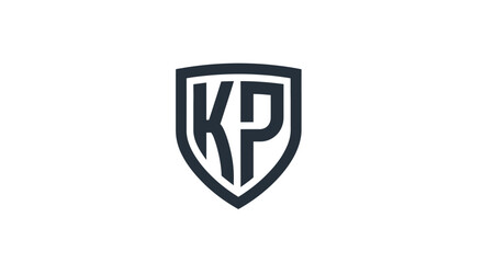 Modern and Minimalist KP Logo Design Featuring Shield Shape for Branding Needs