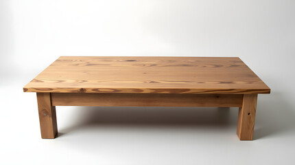 Fototapeta premium A stylish, modern wooden coffee table with a natural finish, showcasing sleek lines and simplicity.