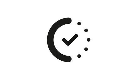 Timer with checkmark vector icon symbolizes completed task and efficiency, a clean graphic for