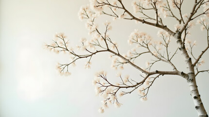A delicate artificial tree with soft pink blossoms against a light background, creating a serene and calming atmosphere.