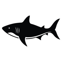 flat color shark silhouette on white background