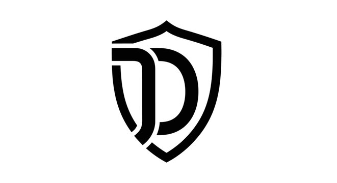 Elegant shield logo with intertwined double D initials for brand identity and security