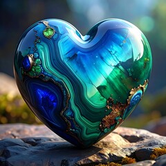 Heart-shaped gemstone, vibrant colors