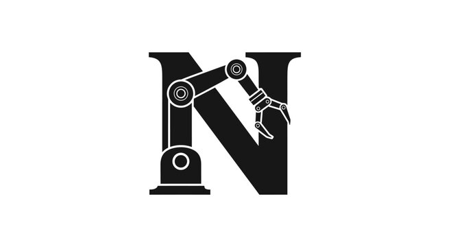 Robotic Alphabet N Logo Design Featuring Industrial Automation and Futuristic Technology