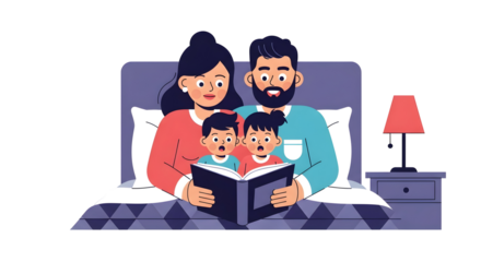 A smiling multigenerational family comprising a grandparent, parent, and child, celebrating togetherness and joy against a clean white background