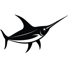 flat color swordfish illustration with sharp bill