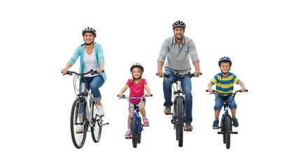 Family enjoying a healthy outdoor activity on bicycles on a sunny day