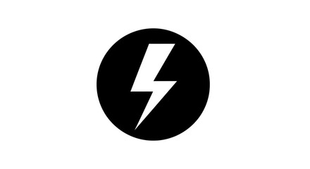 Striking Lightning Bolt Icon within a Bold Black Circle for Modern Designs