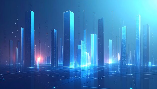 Futuristic city skyline, digital art