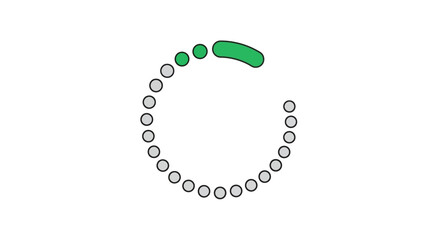 Animated loading icon with circular arrangement indicates progress or buffering stage