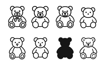 Obraz premium Teddy Icon Collection. Outline icon set of teddy bear styles: vintage teddy, cartoon teddy, realistic teddy, minimalist teddy, geometric teddy, outline teddy,