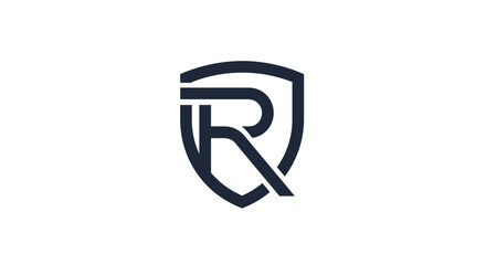 Elegant and modern logo design featuring the letter R within a shield emblem