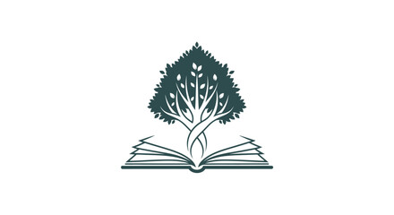 A captivating emblem depicting knowledge and growth through a stylized tree on a book