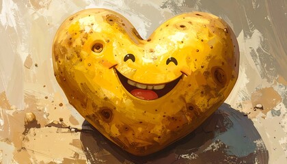 Heart-shaped potato with a happy face