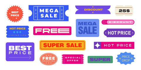 Colorful sale and discount labels