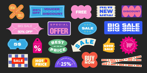 Colorful sale and discount stickers