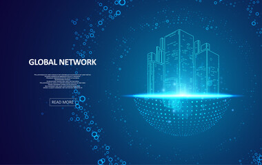 Abstract global technology background. Futuristic data network representation. Digital innovation concept for your design.