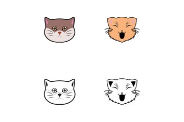 Cartoon Animal Faces Set