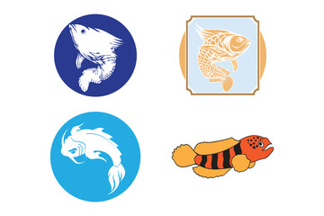 Minimal Fish Duo Logo – Ocean Life Circle Design