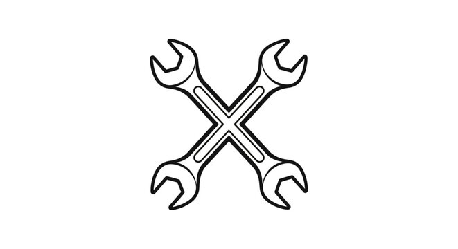 Crossed wrench illustration, symbol of maintenance, repair and industry related design showcasing