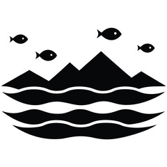 flat vector underwater landscape with multiple hills