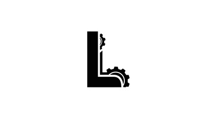 Letter L logo design incorporating mechanical gears for industrial branding solutions
