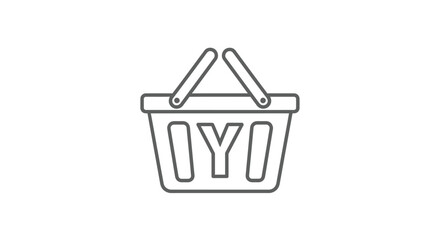 Minimalist shopping basket icon on white background for online retail concepts