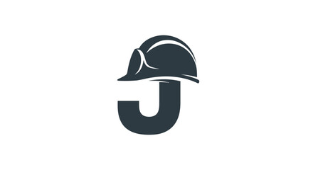 Construction Logo Concept Featuring the Letter J and a Hard Hat in a Modern Design