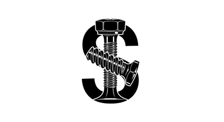 Elegant initial S logo with mechanical screws representing strength and precision