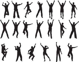 vector silhouettes of dancing boys 