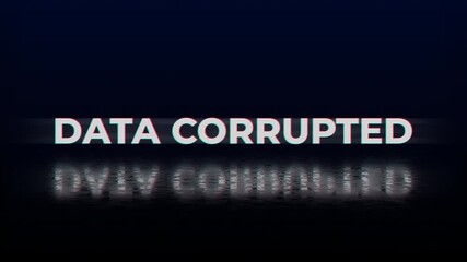 Displays the words data corrupted with a reflective style. Suitable for tech concepts, cybersecurity themes, digital glitches, and data loss awareness.