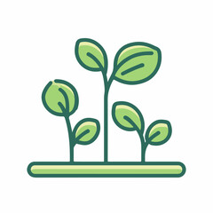 Monoline Seedling Flat Design Icon