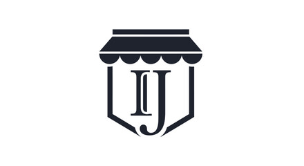 Elegant initial IJ logo design with a storefront canopy and shield shape