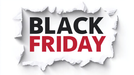 Black Friday sale discount with black writing on a white background of torn paper 