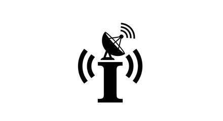 Satellite dish antenna on a pedestal radiating signal waves for global communication system