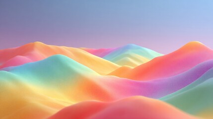 Pastel landscape of soft, flowing hills, with gradient colors under a light sky