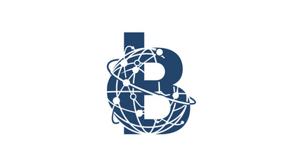 Modern Initial B Logo Concept with Global Network Connection, technology and communication