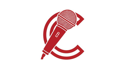 A dynamic microphone icon integrated within the letter 'C' for branding and podcasting needs