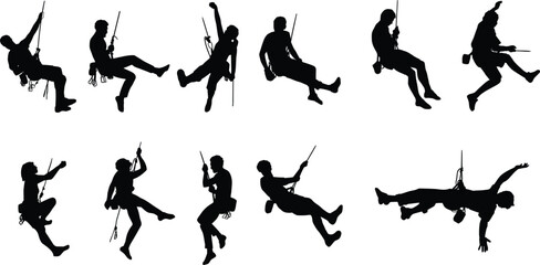 vector silhouettes of sky fly girls