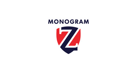 Elegant monogram logo design featuring the letter Z emblem within a shield shape