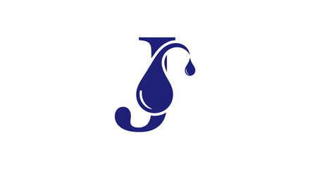 Elegant Initial J Logo Design with Water Drop Accents in a Minimalist Style