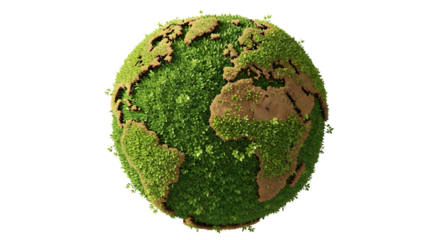 Green earth egg shape isolated on transparent background