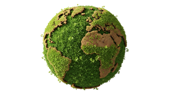 Green earth egg shape isolated on transparent background