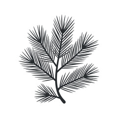 Naklejka premium Pine Branch Silhouette Decoration Isolated on Transparent Background