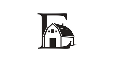 Elegant barn house logo with letter E incorporation for brand identity design