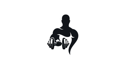Silhouette of a Muscular Man Holding a Dumbbell fitness weightlifting