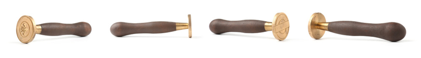 Wax seal stamp isolated on white, set