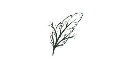 Elegant minimalist feather illustration with intricate branch-like structure design