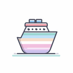 Minimalist Flat Ship Icon in Pastel Colors