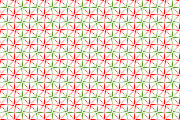 Seamless Red and Green Faceted Geometric Star Christmas Pattern